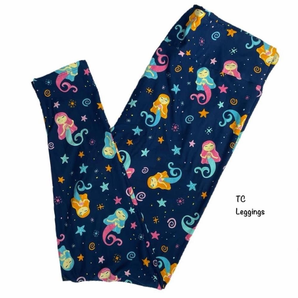 LuLaRoe Navy Mermaid Leggings Size TC